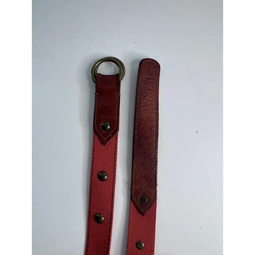 Vintage J. CREW Riveted Canvas Red/Orange Belt S/M Made USA - Picture 3 of 8
